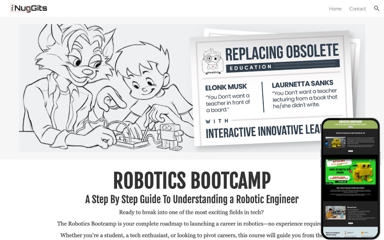 Robotics Google Sites Website UI