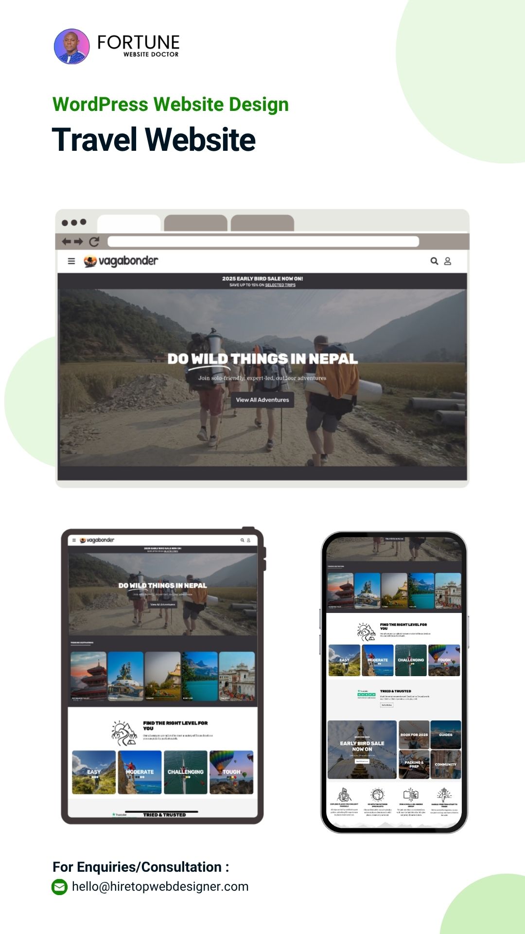 Travel WordPress Website Design Prototypes