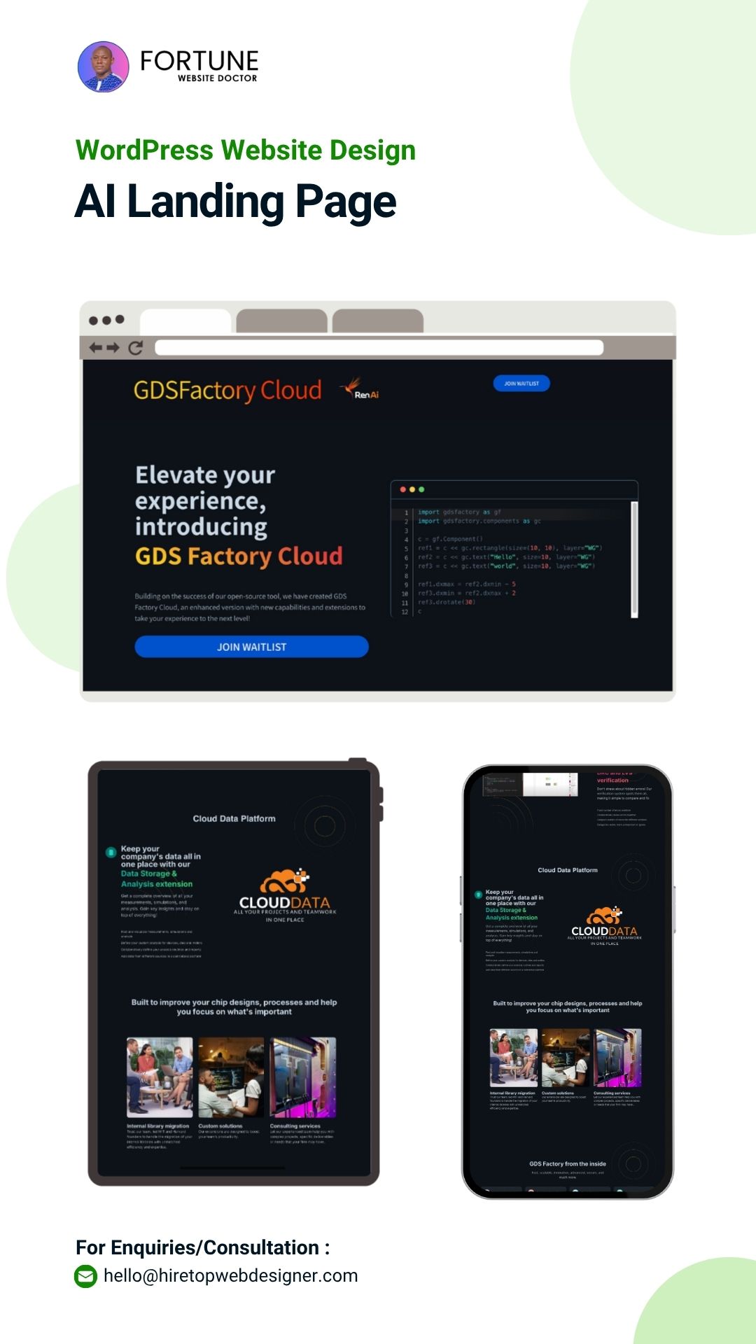 AI WordPress Website Design Prototypes